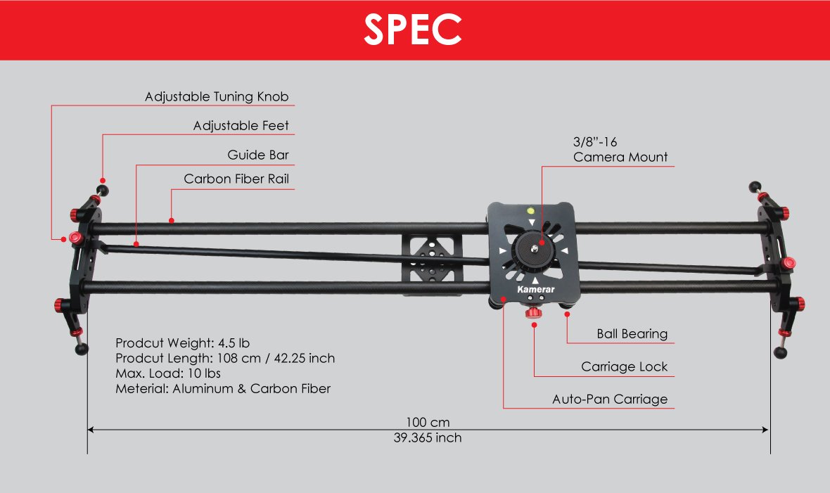 Kamerar PAN-100 Track Rail Slider