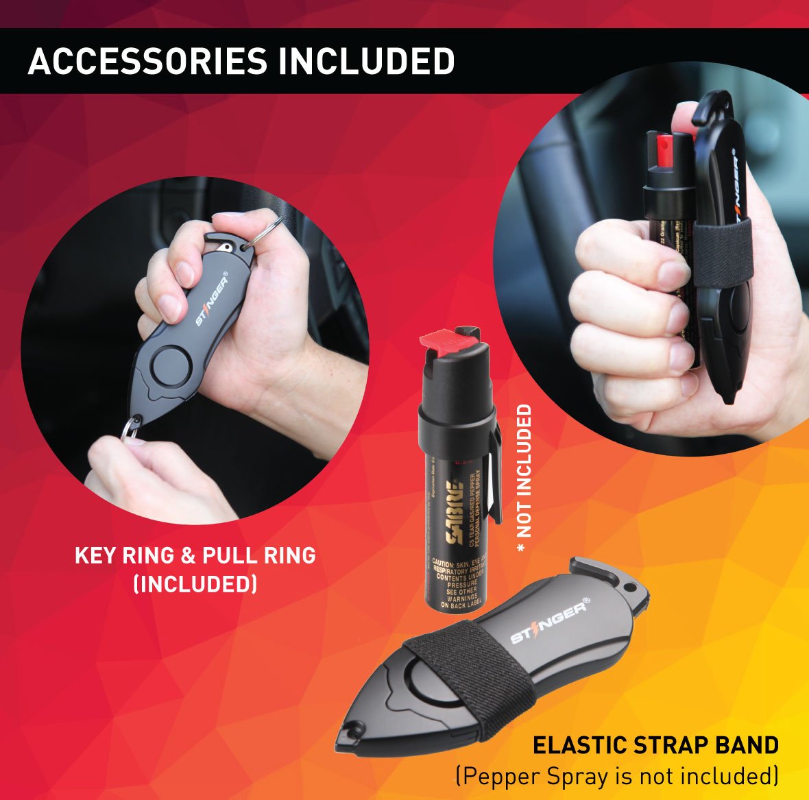Stinger Personal Alarm Emergency Tool, Safety Alarm, Seat Belt Cutter, Glass Breaker, Original Design in USA