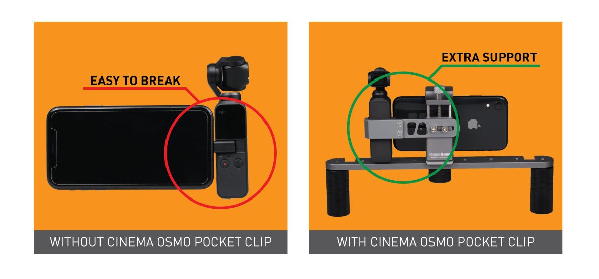 Ztylus Cinema Mount MKIII with Osmo Pocket Clip Kit: Video Stabilizer System for Smartphone and Camera, 3 Cold Shoe Mounts for Accessories, Standard Tripod Thread Mount, Smartphone Rig, Fit Arca Swiss, Solid Aluminum Alloy Grip