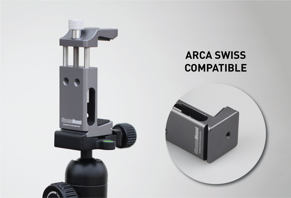 Cinema Mount MK 3, Video Stabilizer System for Smartphone and Camera, 3 Cold Shoe Mounts for Accessories, Standard Tripod Thread Mount, Smartphone Rig, Fit Arca Swiss, Solid Aluminum Alloy Grip