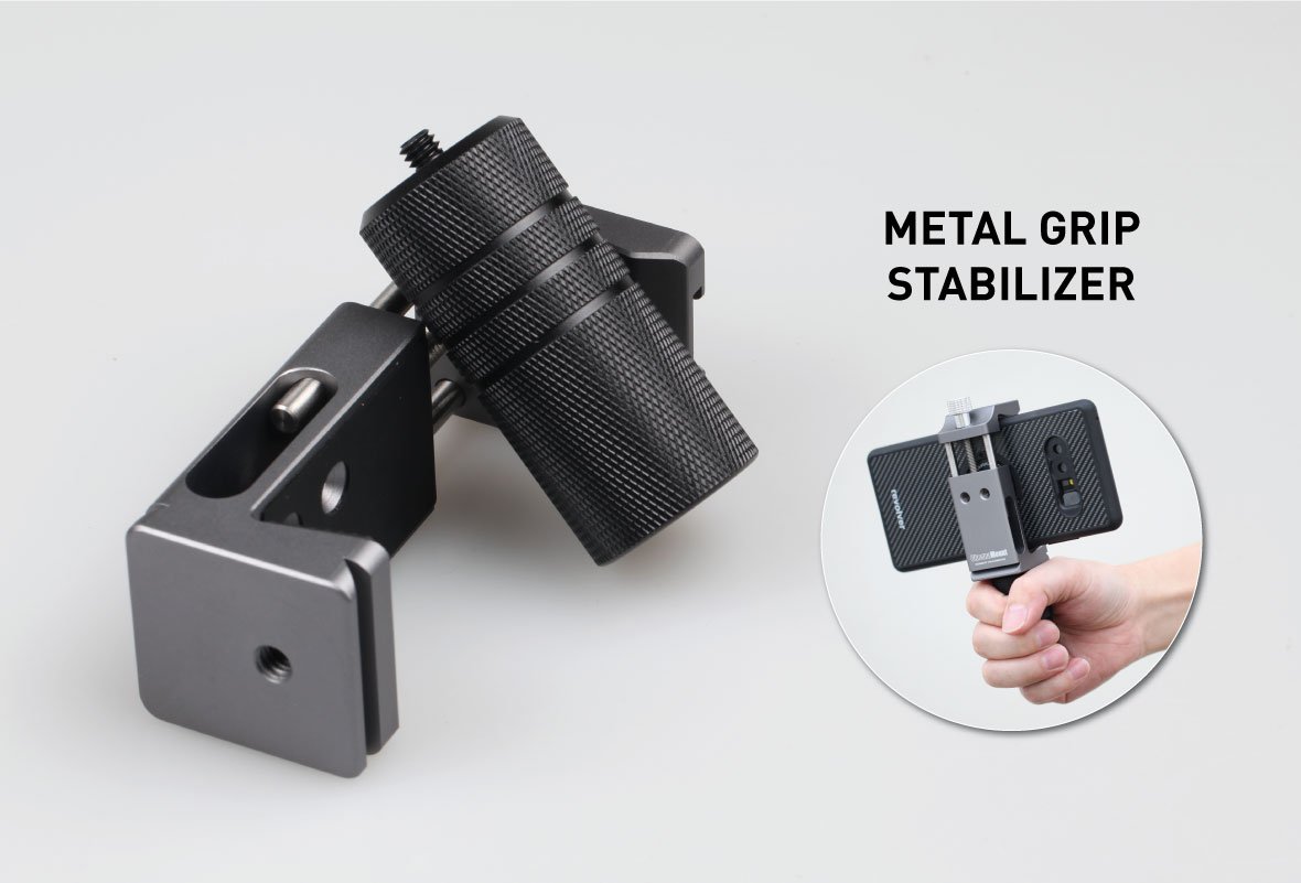 Cinema Mount MK 3, Video Stabilizer System for Smartphone and Camera, 3 Cold Shoe Mounts for Accessories, Standard Tripod Thread Mount, Smartphone Rig, Fit Arca Swiss, Solid Aluminum Alloy Grip